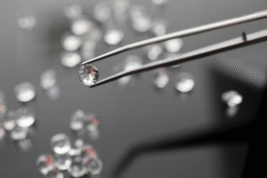 Lab grown diamonds AU displayed with ethical engagement rings and earrings in a showroom