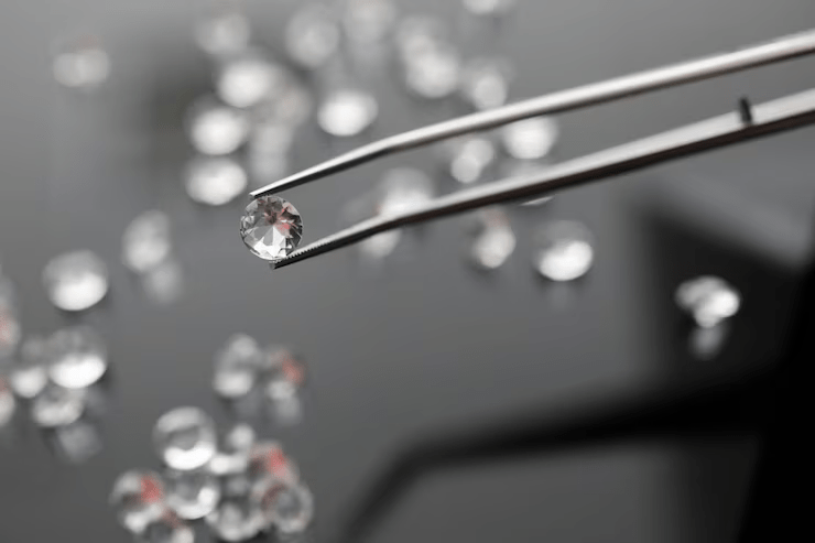 Lab grown diamonds AU displayed with ethical engagement rings and earrings in a showroom