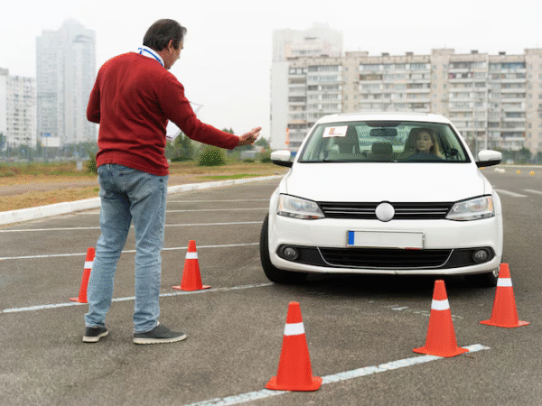 Instructor guiding adult driver during defensive driving courses Melbourne